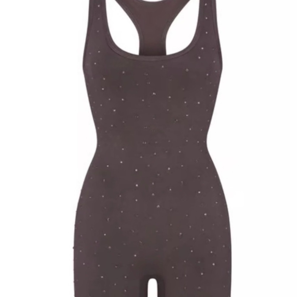 Women's Brown Rhinestone Bodysuit